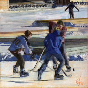Hockey at Victoria Harbour, print on canvas, 12 x 12