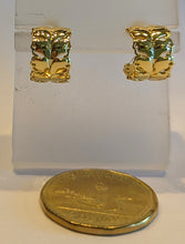 Load image into Gallery viewer, Gold plated sterling silver leaf motif earrings
