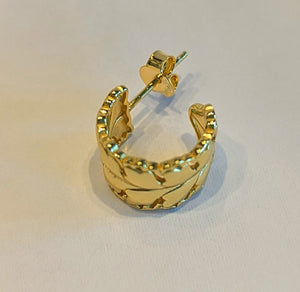 Gold plated sterling silver leaf motif earrings