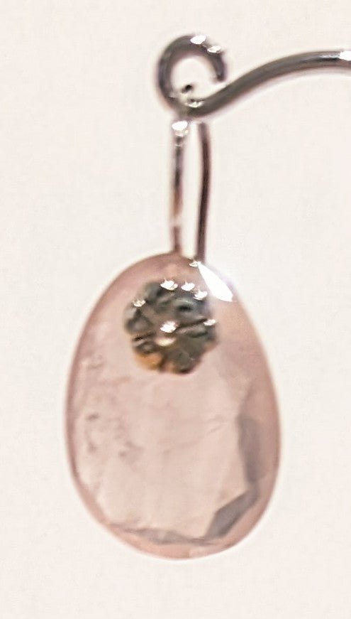 Rose quartz earrings set in sterling silver