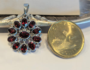 multi-stone faceted garnet pendant in sterling silver