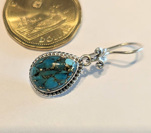 Turquoise earrings set in sterling silver