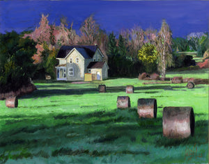 Hay Bales, early morning 2023 original oil painting