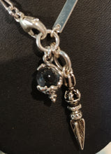Load image into Gallery viewer, Sterling silver front closure necklace with dorje and quartz sphere
