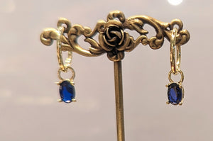 Sapphire look alike cubic set in sterling silver with gold plate earrings