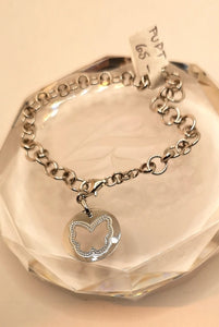 Sterling silver with rhodium finish chain bracelet with butterfly charm.