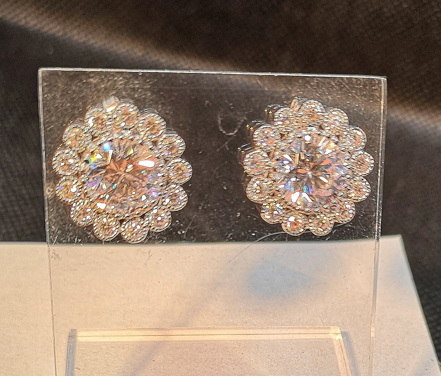 Sterling silver large flower cubic stud earrings