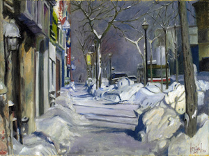 Original oil painting, Piles of snow