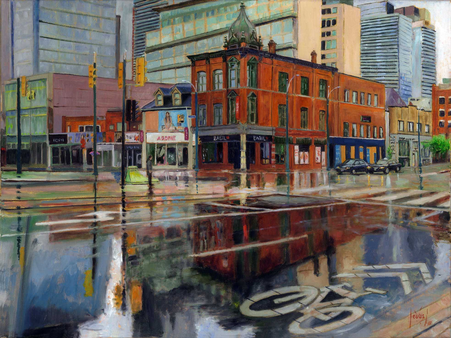 Raining Sunday morning, Toronto, print on canvas. 18 x 24 inch