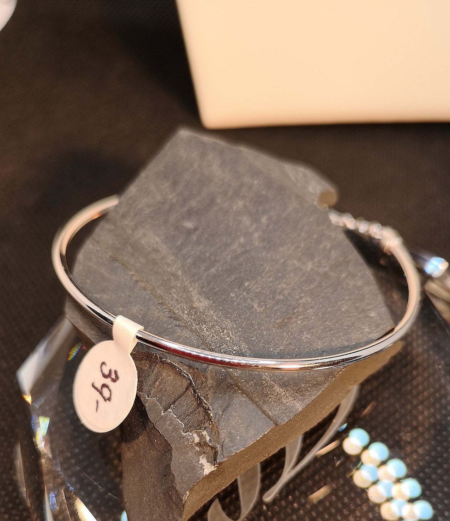 Sterling silver bangle with chain extension
