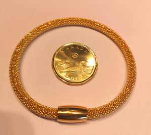 Sterling silver with gold plate mesh bracelet, magnetic closure