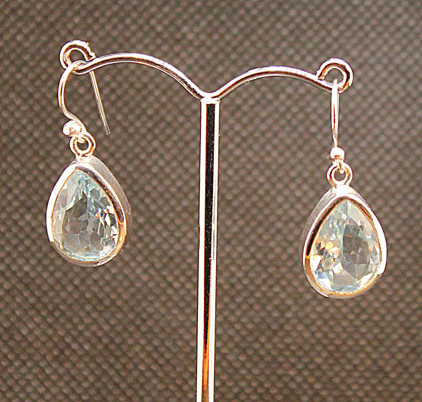 Genuine large blue topaz earrings in sterling silver