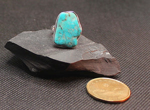 Large Arizona turquoise ring in sterling silver