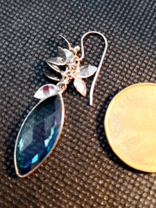 Blue quartz in sterling silver earring
