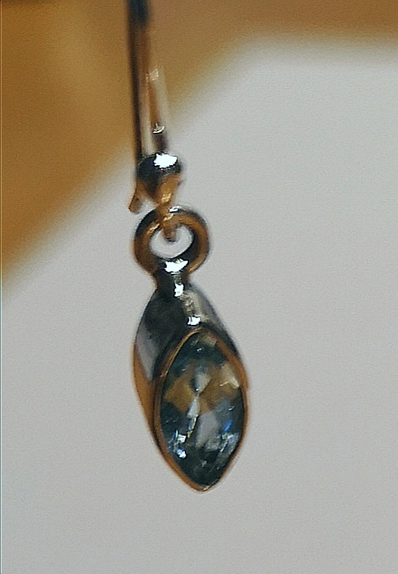 Delicate marquise cut blue topaz earrings in sterling silver