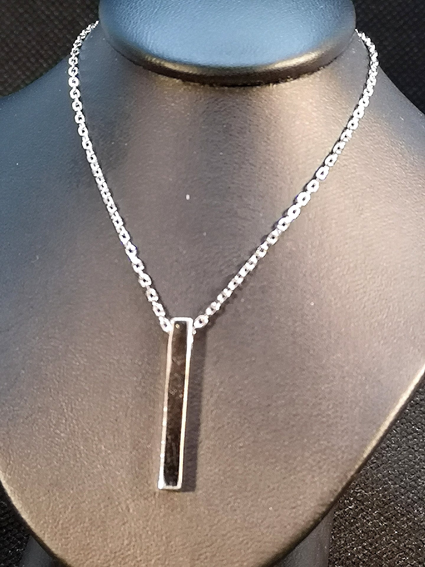 Sterling silver with rhodium finish bar necklace