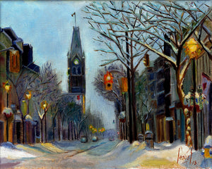 DOWNTOWN EARLY SNOW. print on canvas