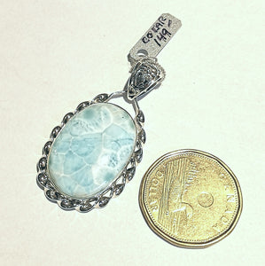 Larimar pendant in sterling silver.