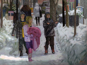 original Oil Painting 24 x 18inch "It's Snowing!"