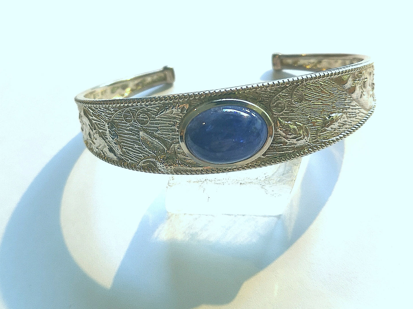 Sterling silver cuff bracelet with tanzanite