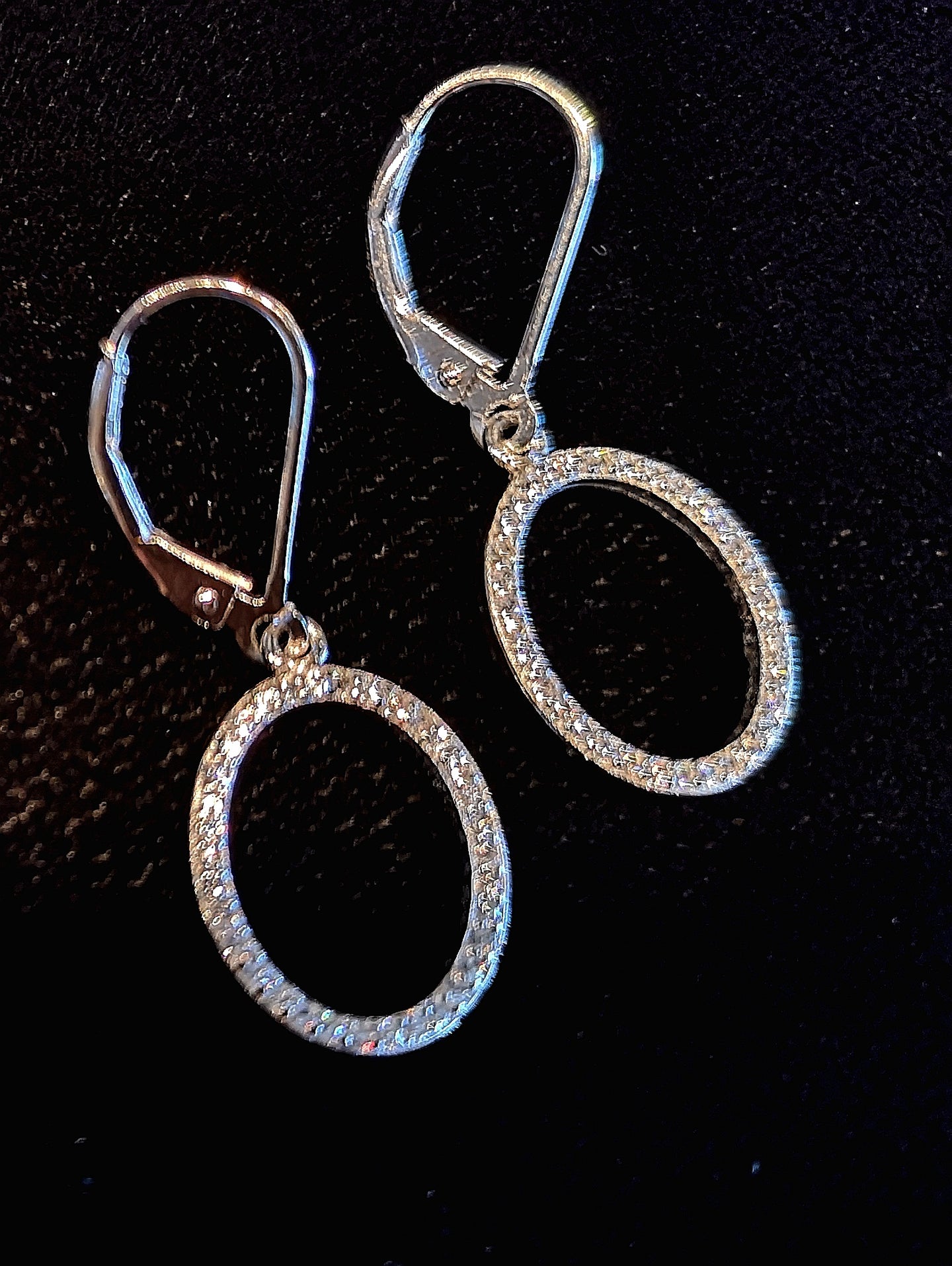 sterling silver earrings with cubic inlay and hinge back closure