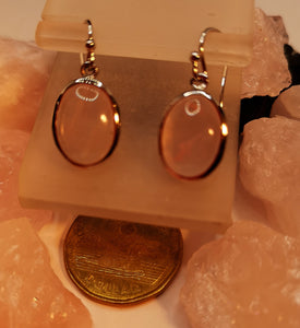 Rose quartz earrings in sterling silver with rhodium finish