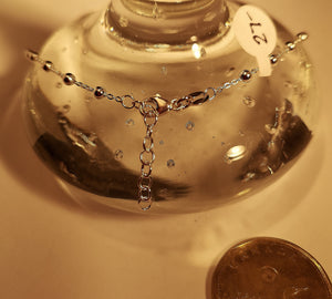 Sterling silver anklet, with 2mm balls, 9 inch extends to 10 inch