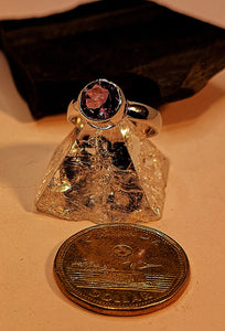 Genuine 7mm amethyst ring set in sterling silver
