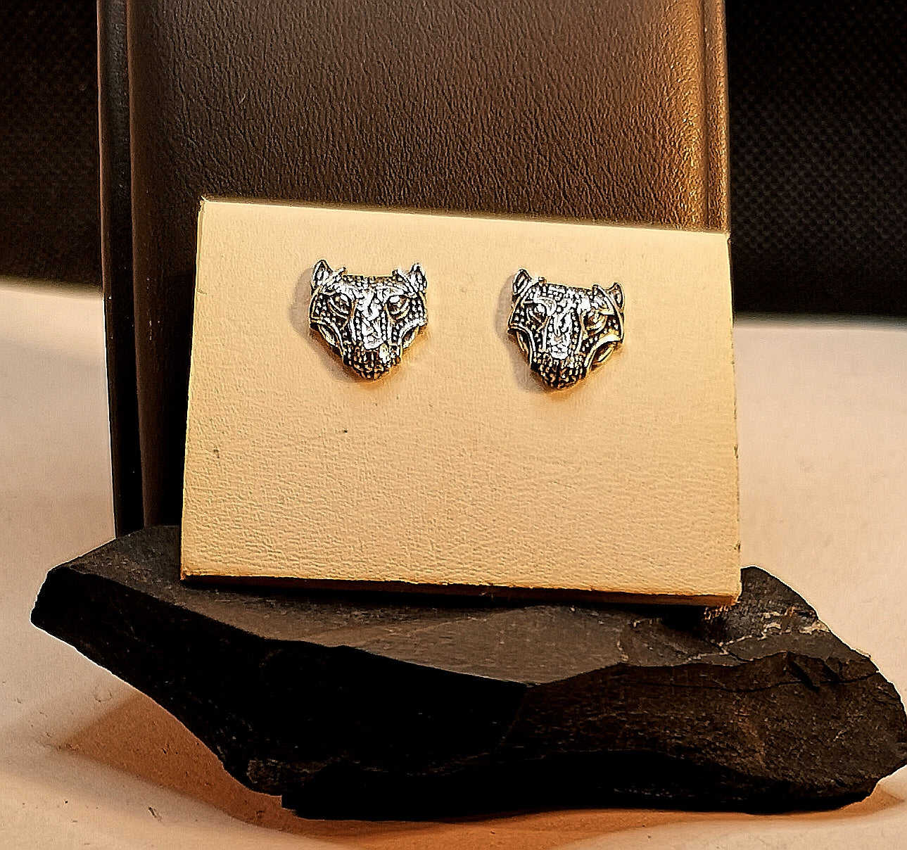 Celtic wolf studs in sterling silver