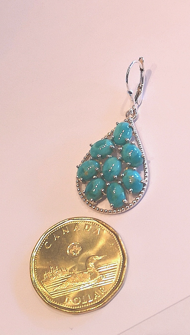 Genuine turquoise earrings in sterling silver