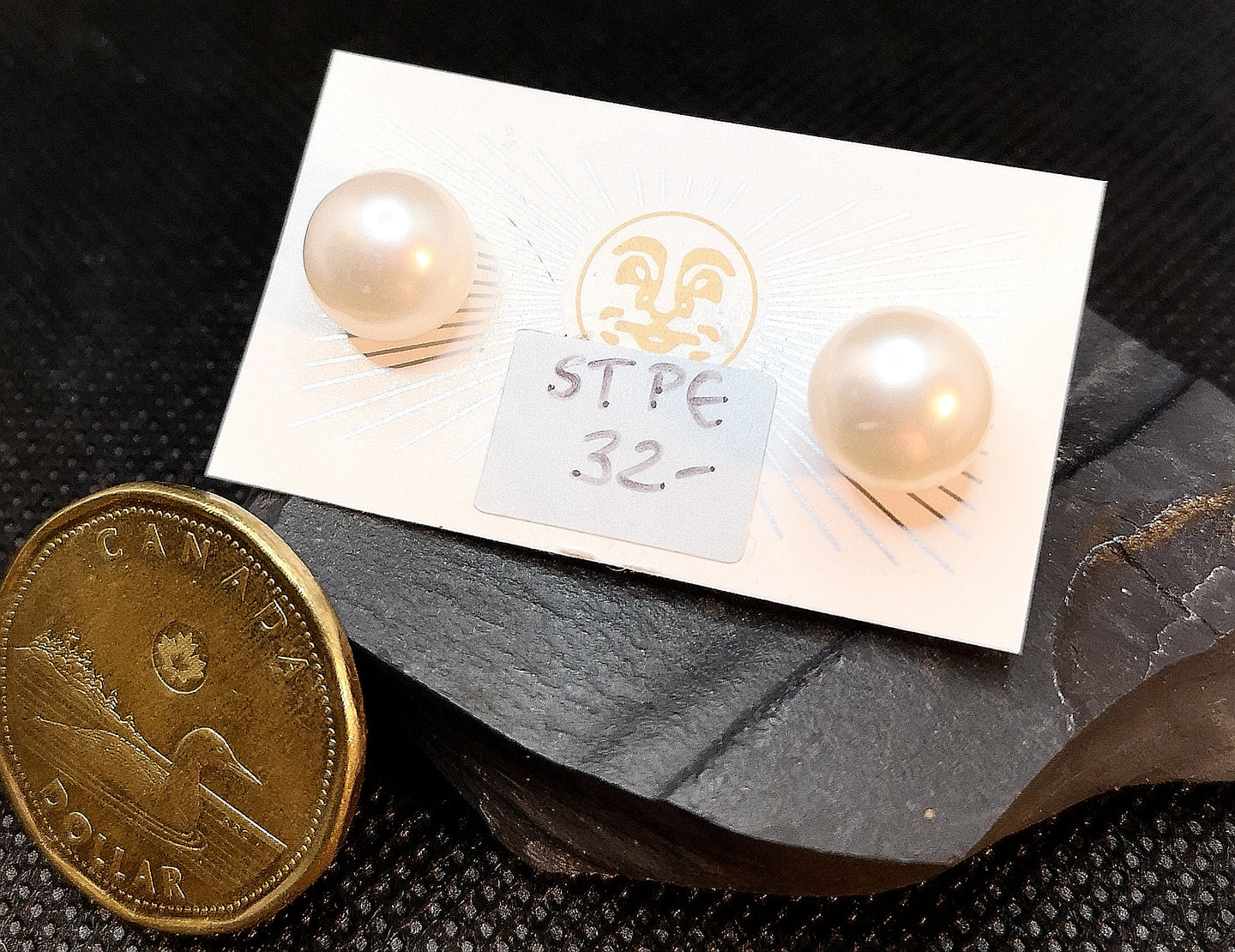 Large 10mm genuine pearl stud earrings with sterling silver backing