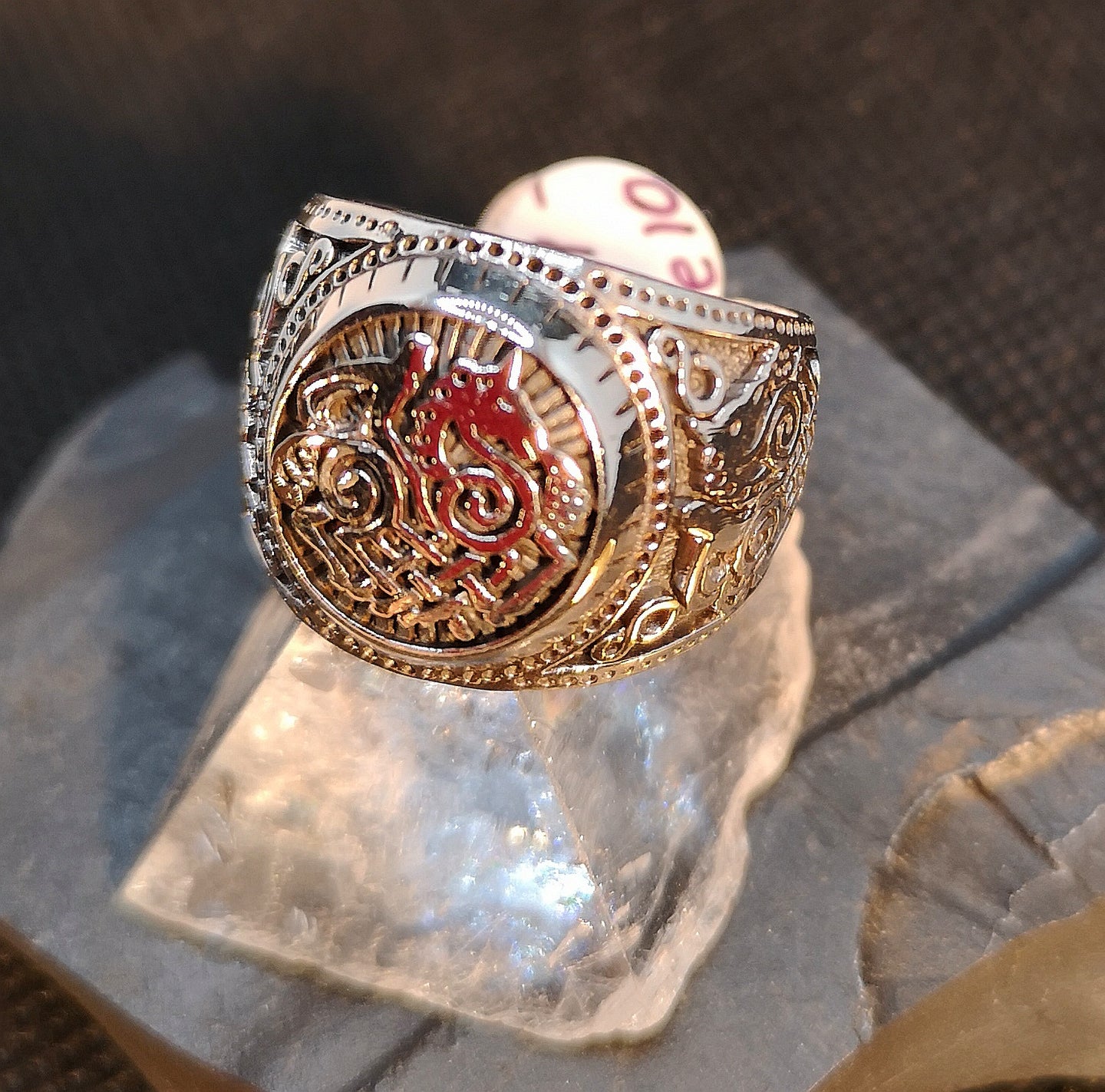 Celtic horse carved men's ring in sterling silver