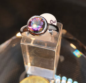 Mystic topaz ring in sterling silver with rhodium finish