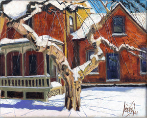 Red brick house in Picton, original oil painting