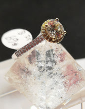 Load image into Gallery viewer, Sterling silver cubic  ring with gold plate and rhodium finish, engagement ring style
