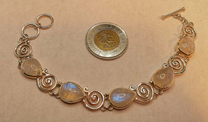 Rainbow moonstone bracelet in sterling silver