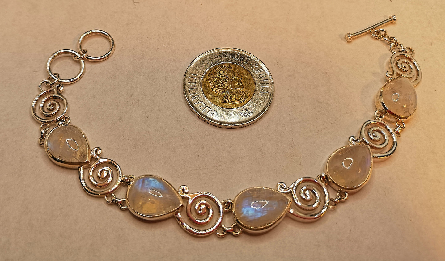 Rainbow moonstone bracelet in sterling silver