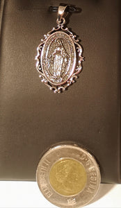 Mother Mary medallion pendant in sterling silver
