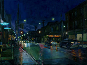 Nocturno Toronto, Dundas West original oil painting