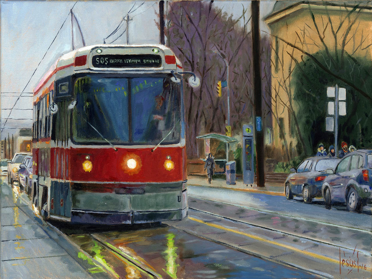 Red rocket in Toronto,  print on canvas