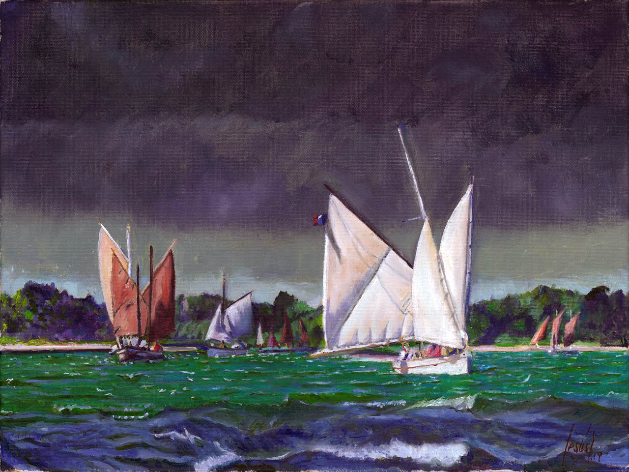 REGATTAS in Bermuda, original oil painting