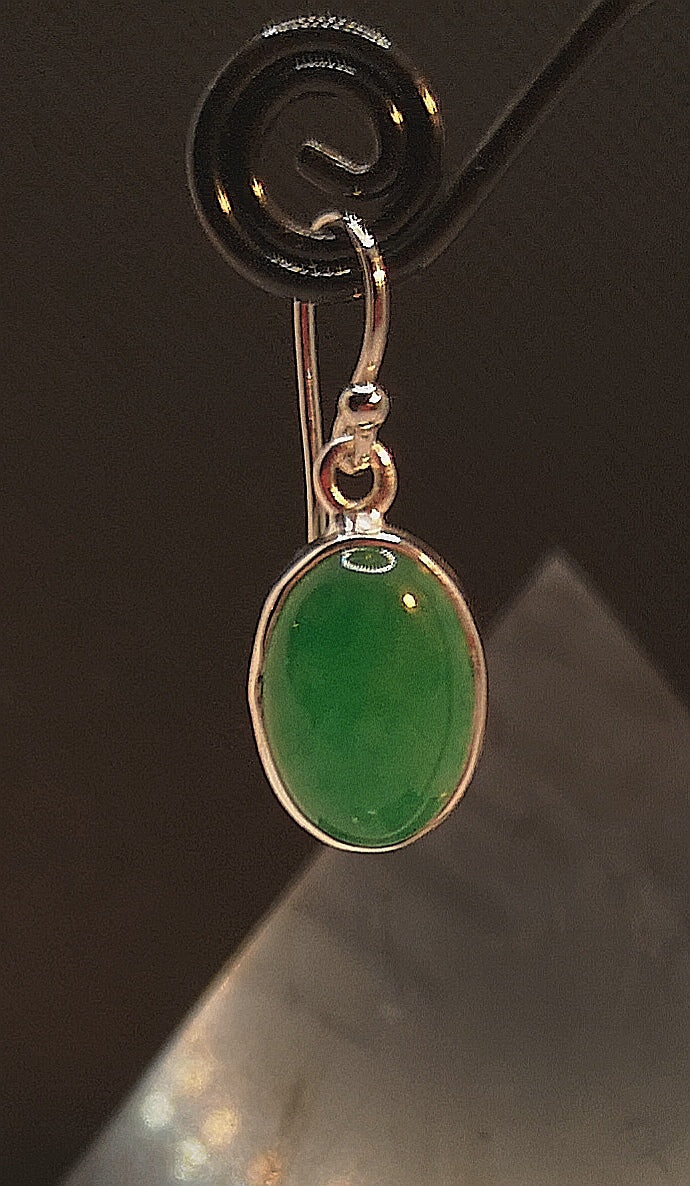 Genuine jade earrings in sterling silver